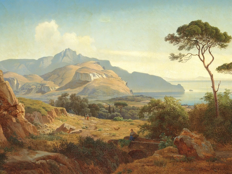 1809-Anders Lunde - Veduta del Golfo di Sorrento